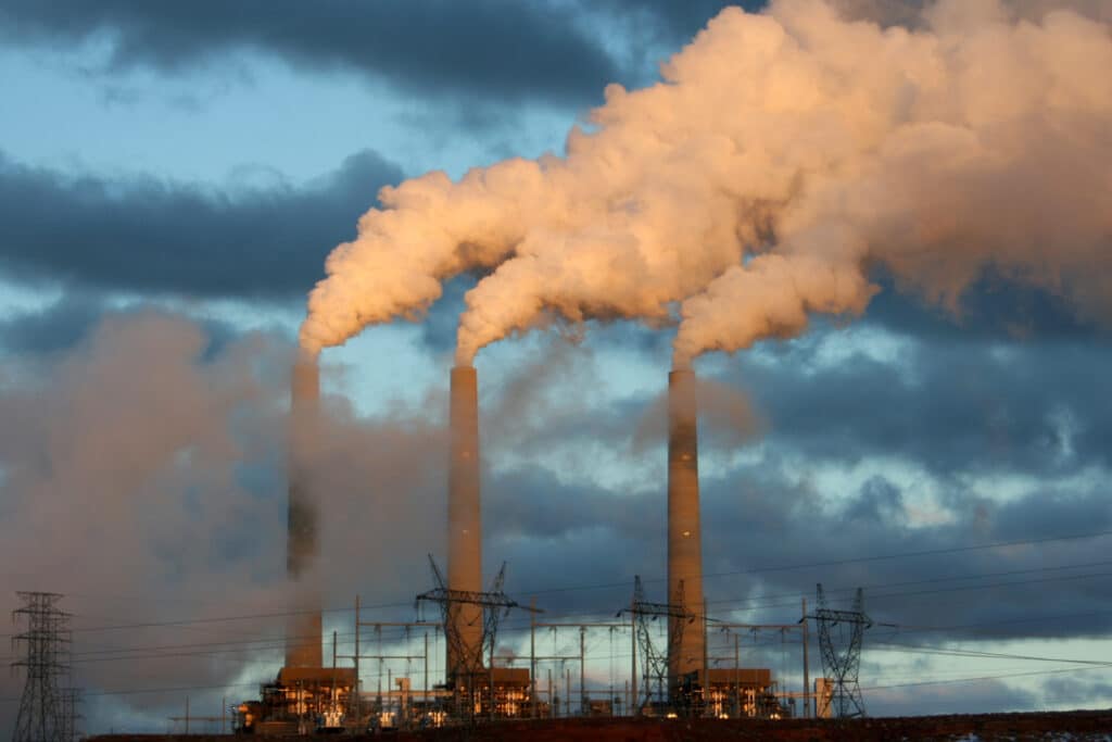 Smoke stacks of the coal-fired Navajo Generating Station, near Page, Arizona Shutterstock ID#1526783630