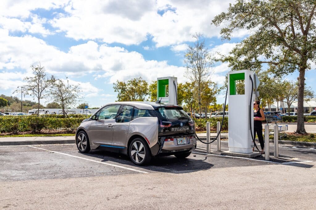 Electric vehicle (EV) charging in Naples, Florida, USA, Shutterstock ID# 2264006873