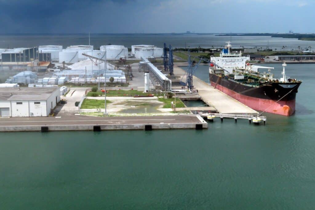A large oil tanker sits docked in Port Canaveral, Florida, U.S., Shutterstock ID#2354416009