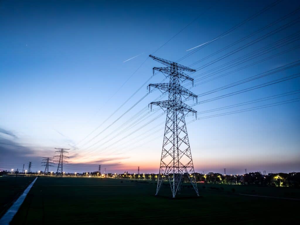 High voltage electricity tower, Shutterstock ID#2455842387
