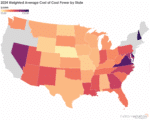 2024 Weighted Average Cost of Coal Power by State
